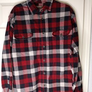 Jachs Button Down Shirt Mens 2XL Long Sleeve 100% Cotton Plaid Flannel Red